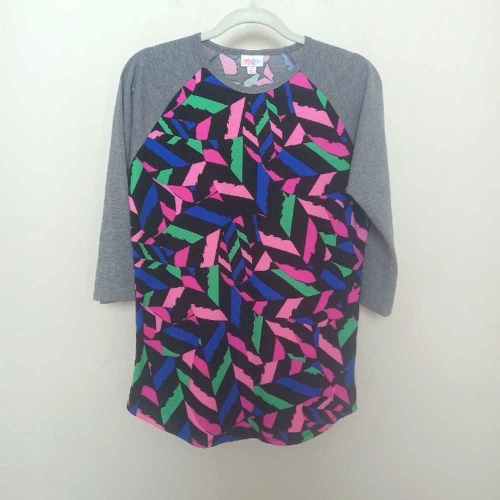 LuLaRoe Size Medium Abstract Geometric Print Baseball Style Shirt